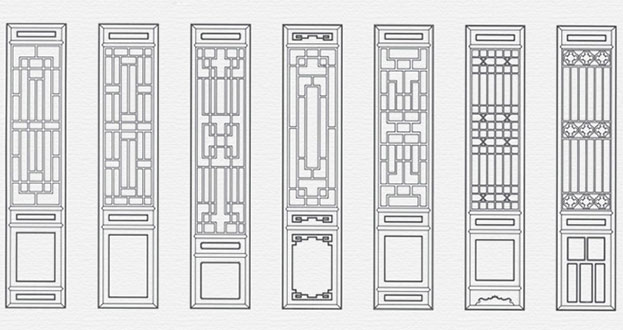 全南常用中式仿古花窗图案隔断设计图