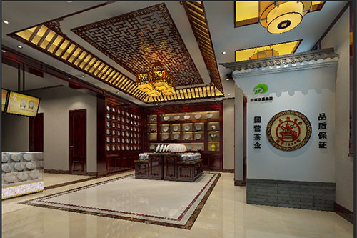全南古朴典雅的中式茶叶店大堂设计效果图